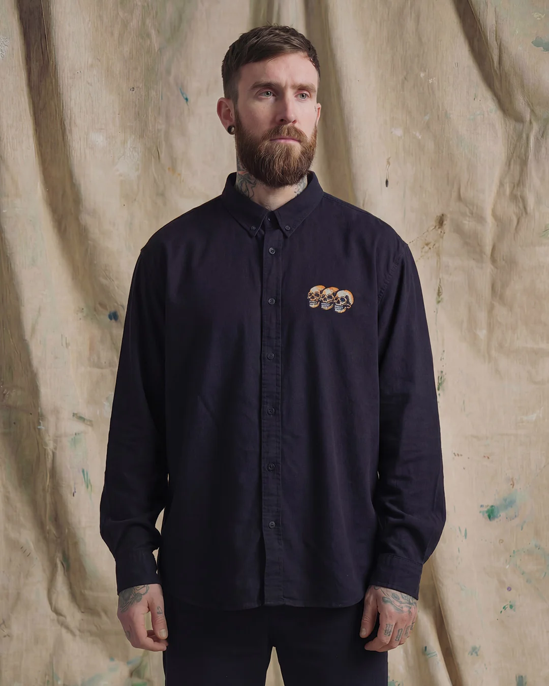 3 Skulls Washed Black Work Shirt - Image 3