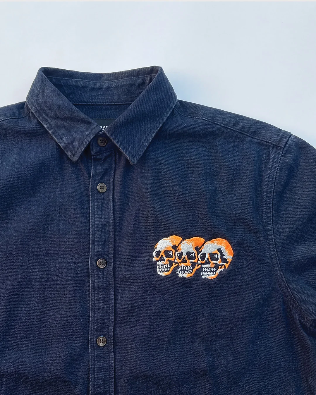 3 Skulls Washed Black Work Shirt - Image 4