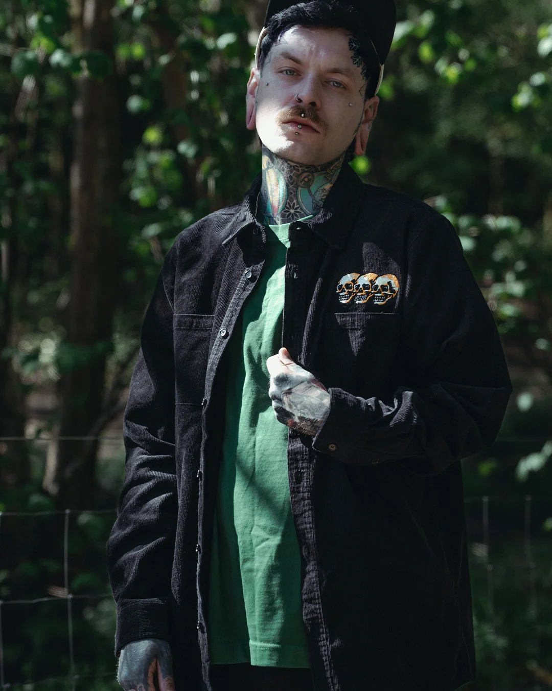 3 Skulls Washed Cord Overshirt Black - Image 5