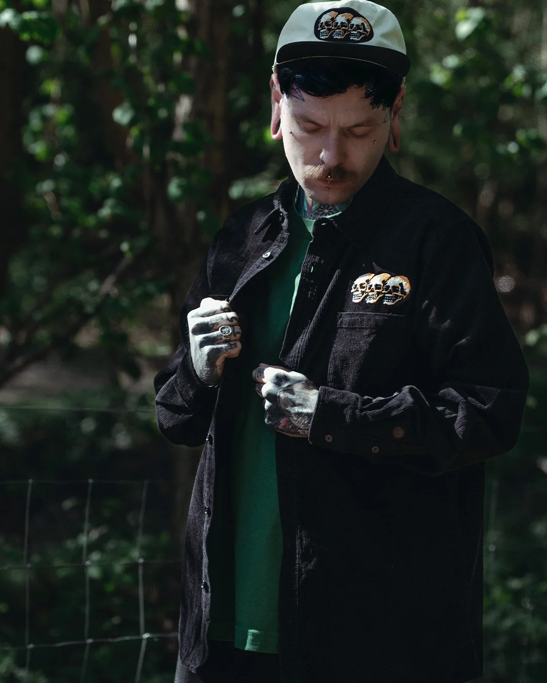 3 Skulls Washed Cord Overshirt Black - Image 6