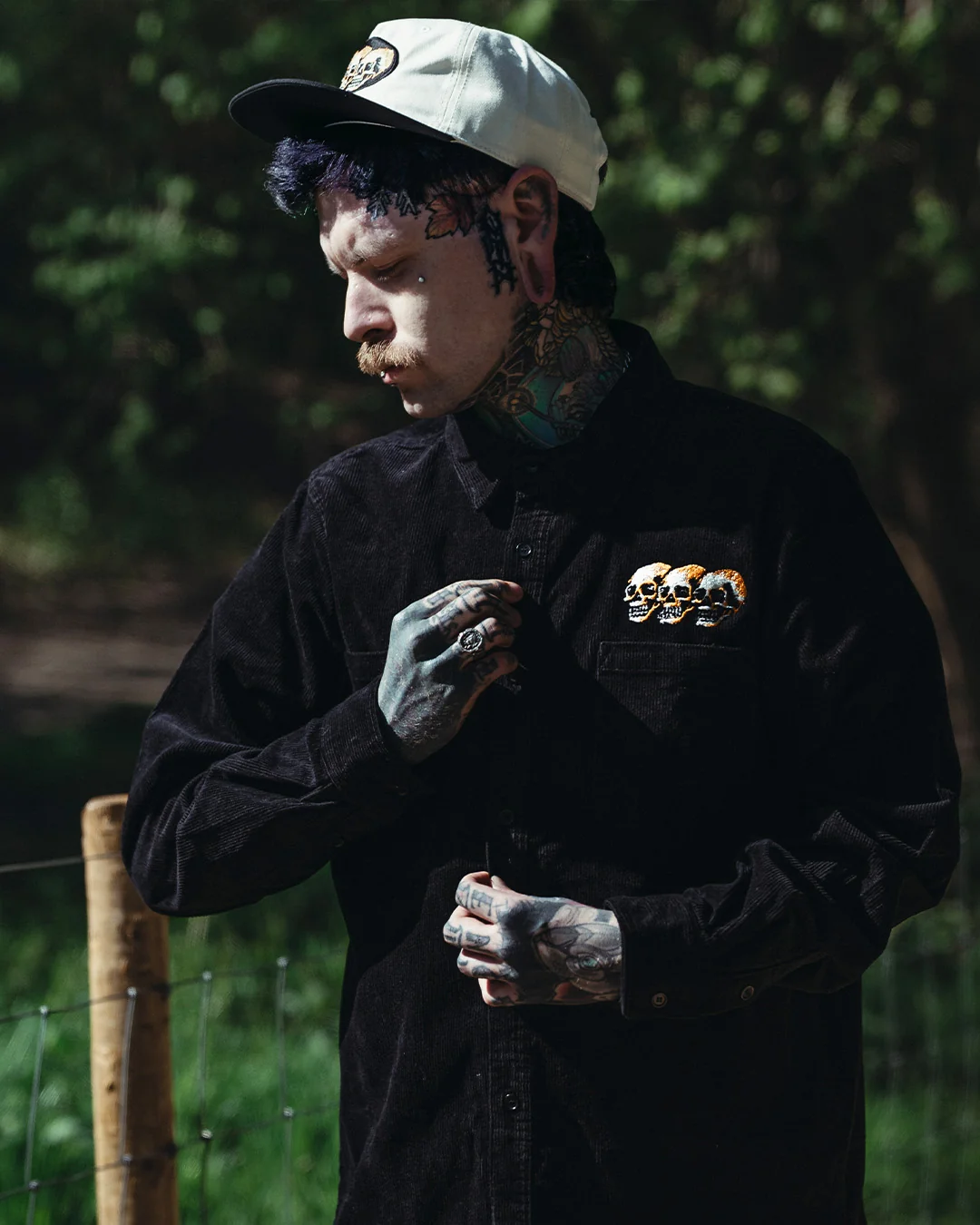 3 Skulls Washed Cord Overshirt Black - Image 7