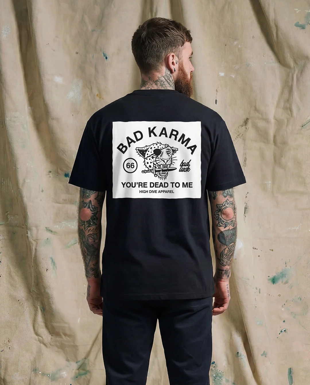 Bad Luck White Print Ultra Heavy Tee Black - Image 3