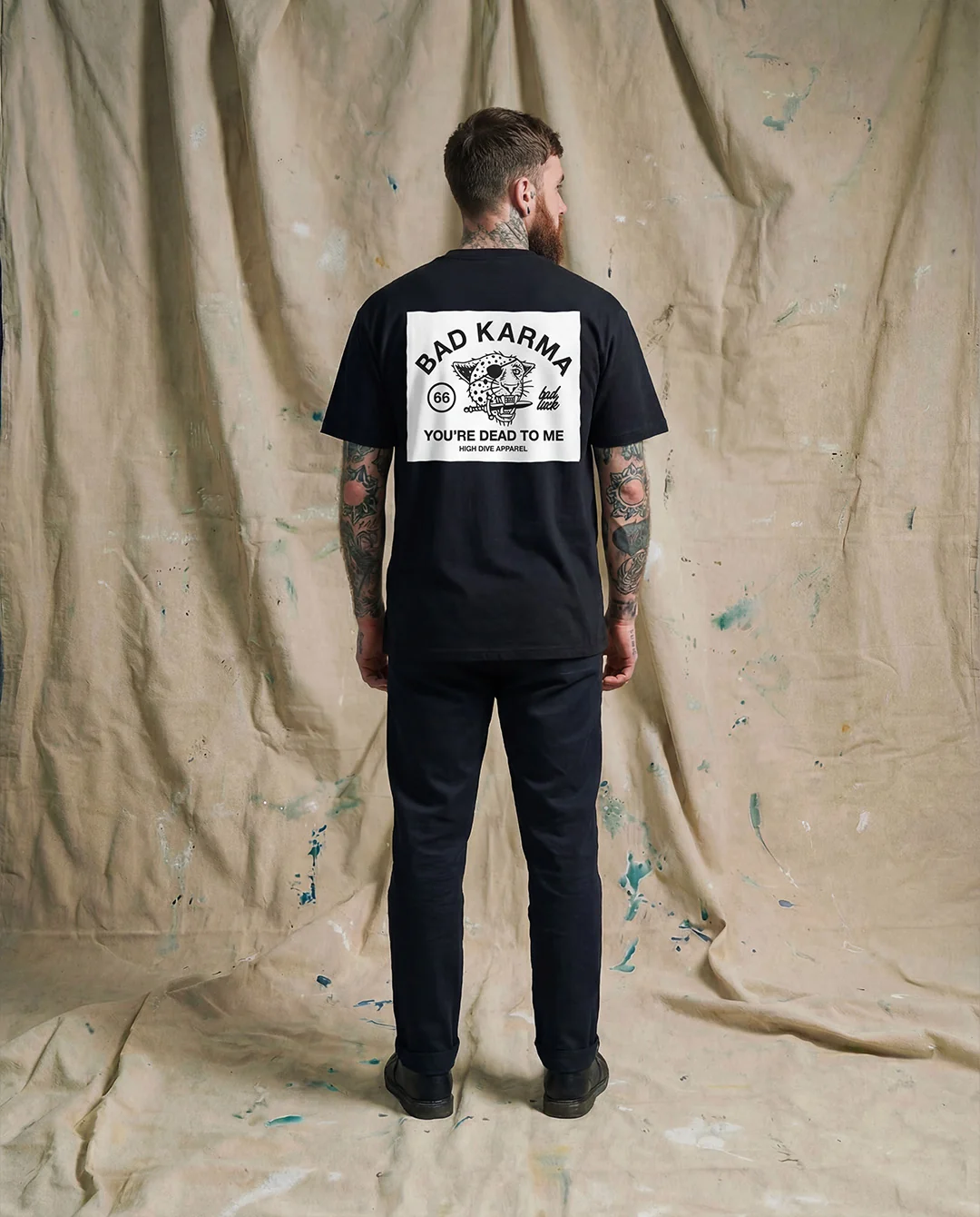 Bad Luck White Print Ultra Heavy Tee Black - Image 5