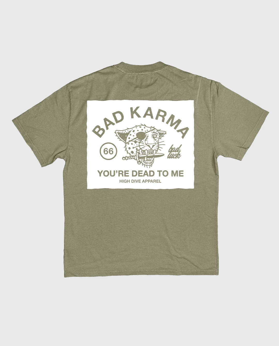 Bad Luck White Print Ultra Heavy Tee Faded Eucalyptus