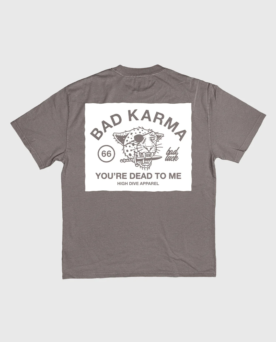 Bad Luck White Print Ultra Heavy Tee Faded Grey