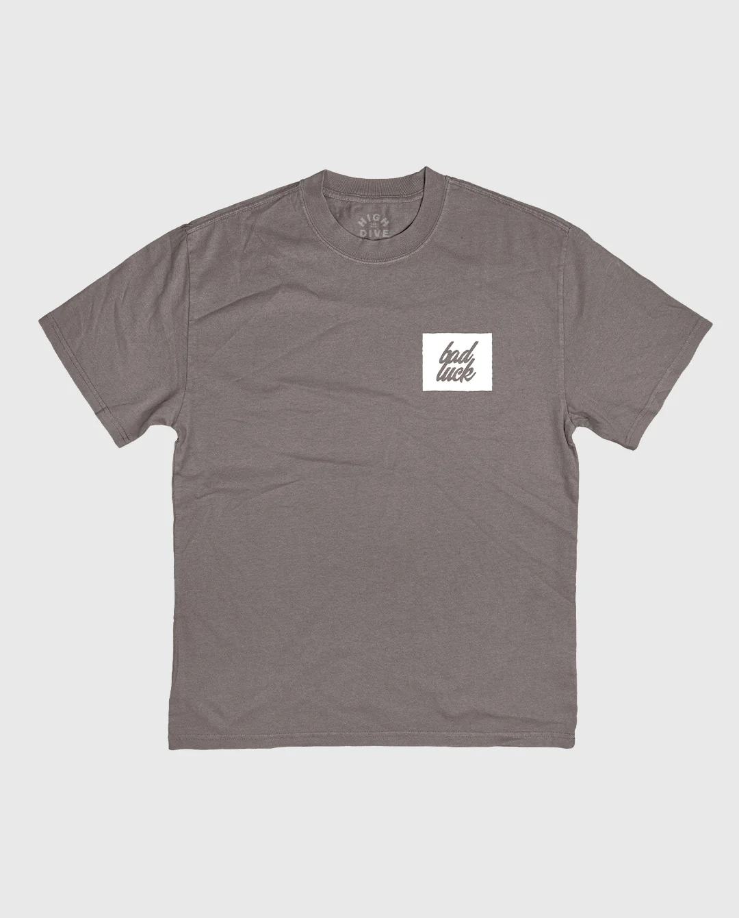 Bad Luck White Print Ultra Heavy Tee Faded Grey - Image 2