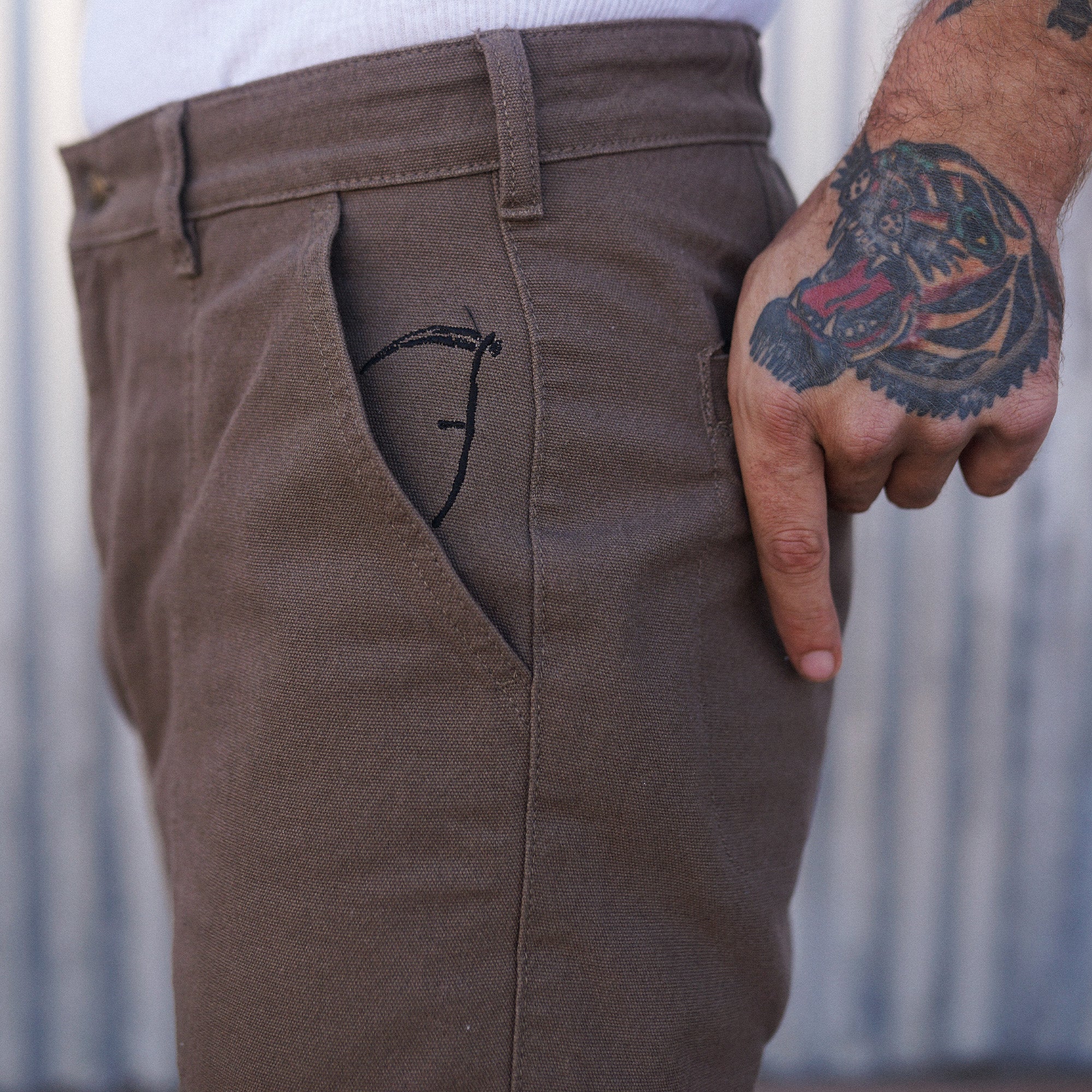 Brown Canvas Carpenter Trousers - Image 4