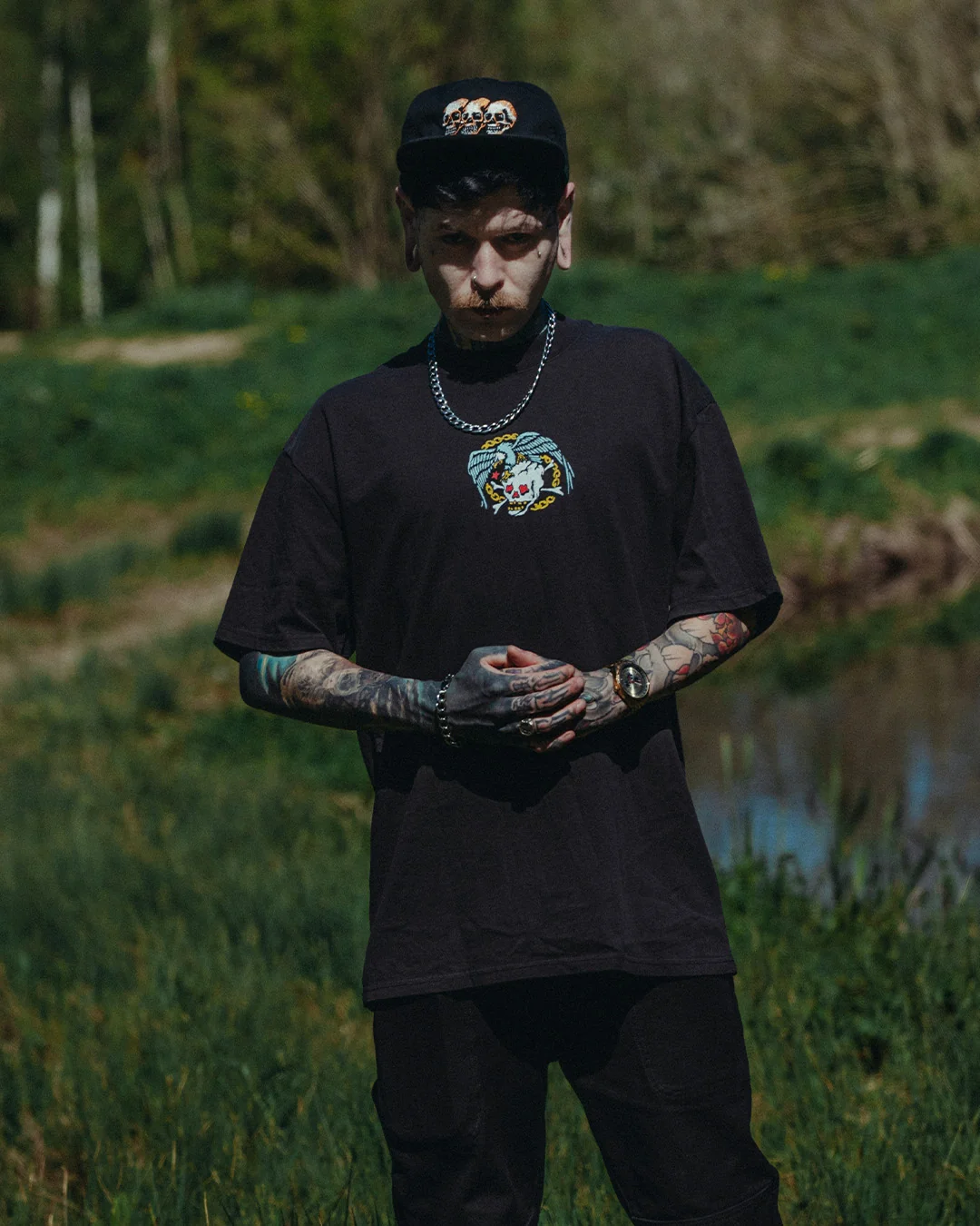 Death By Eagle Heavy Tee Faded Black - Image 4