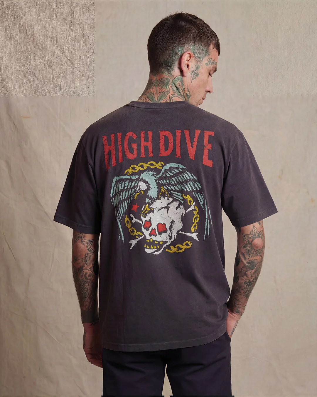Death By Eagle Heavy Tee Faded Black - Image 5