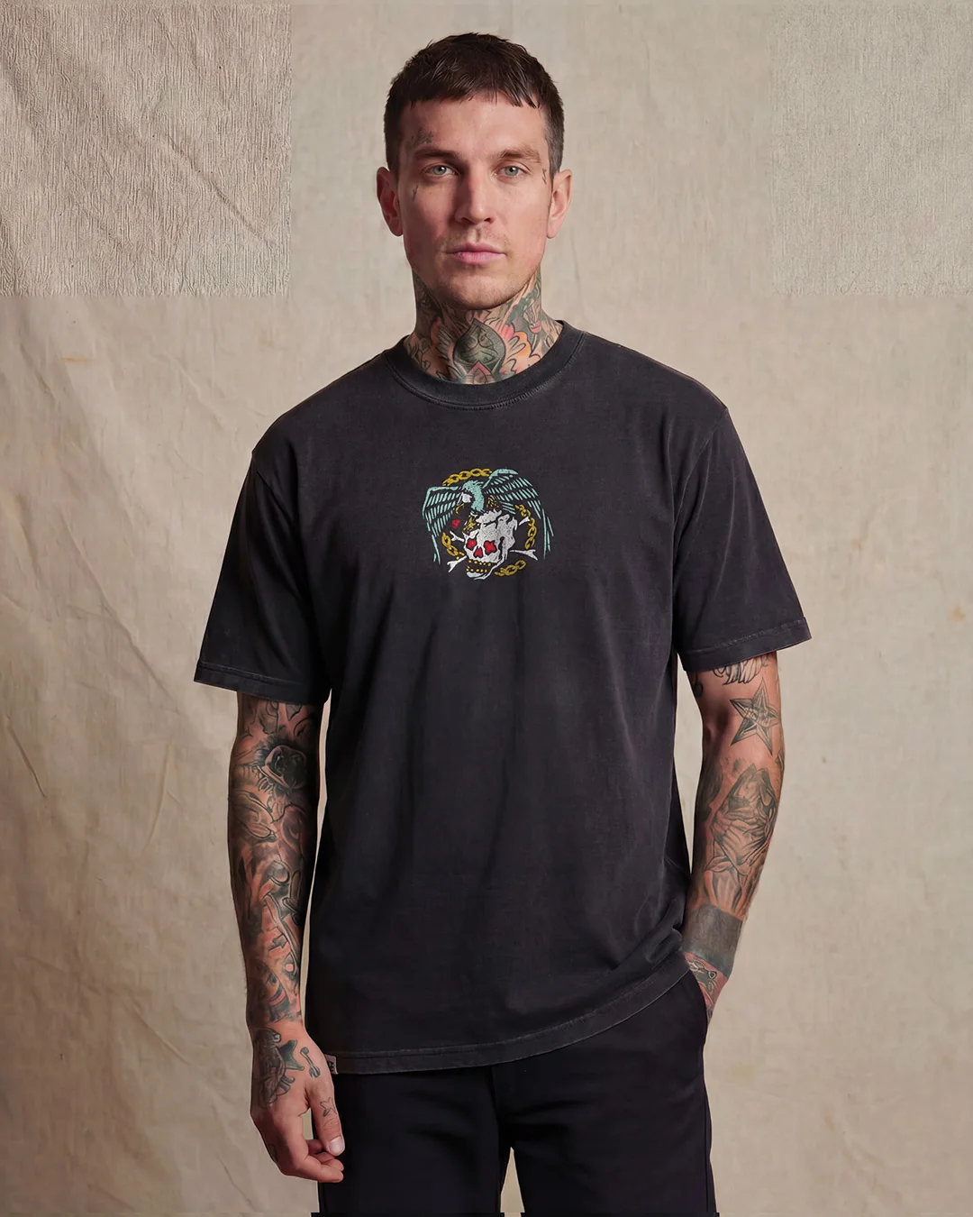 Death By Eagle Heavy Tee Faded Black - Image 6