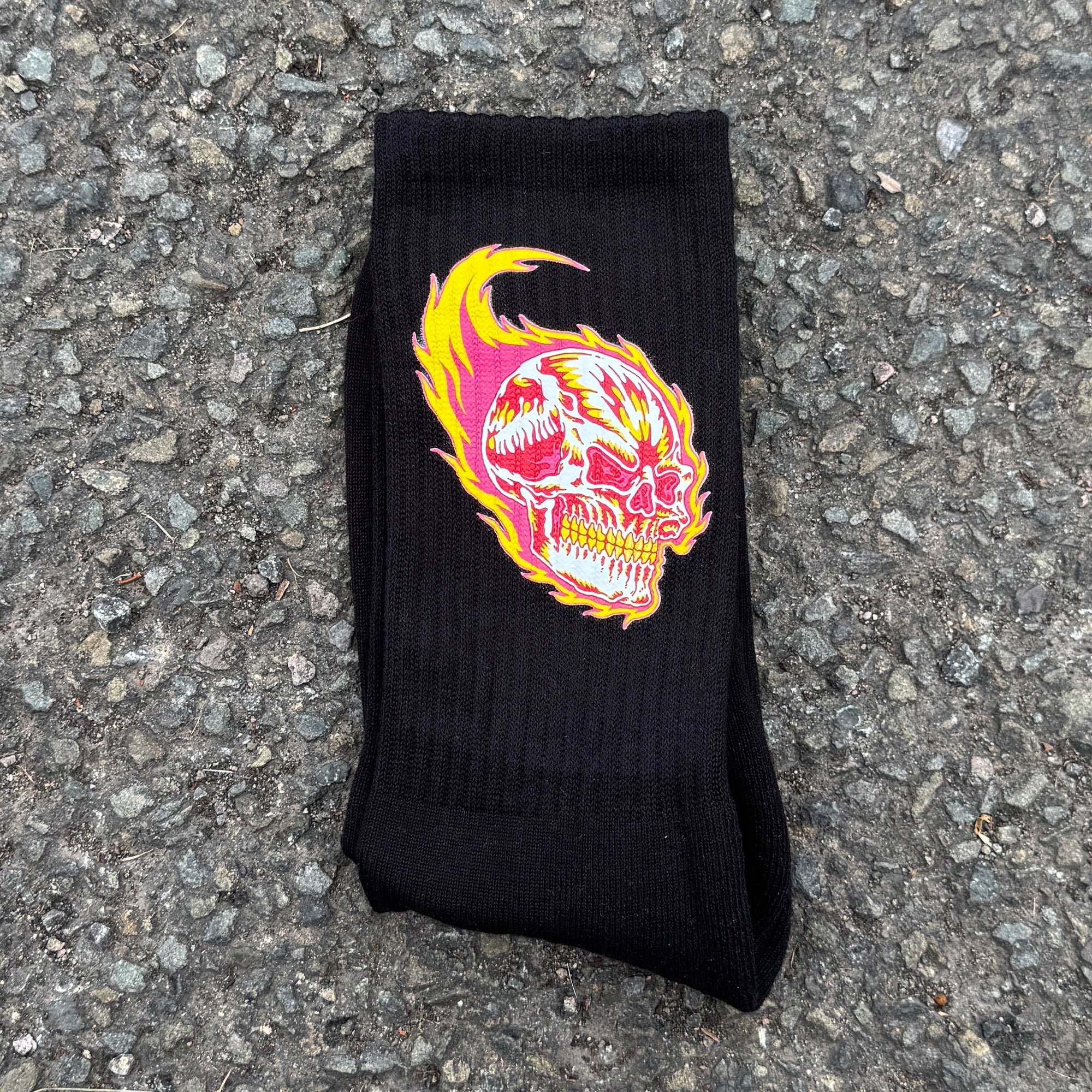 Flaming Skull Black Socks - Image 2