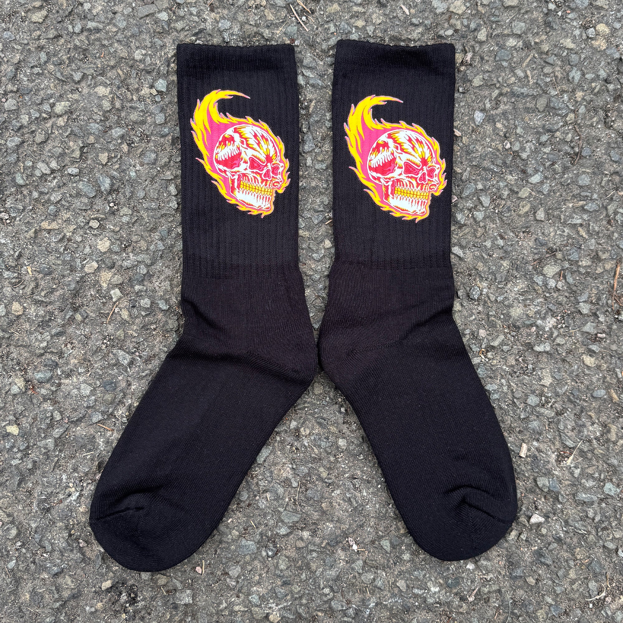 Flaming Skull Black Socks - Image 3