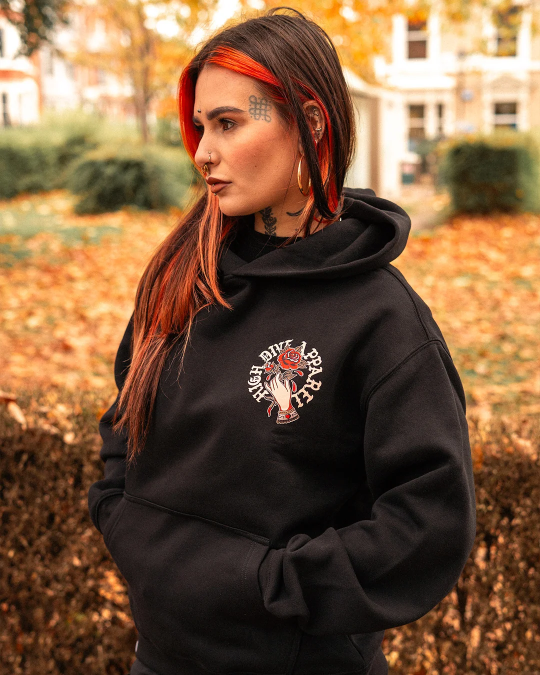 Hold The Rose Black Oversized Hoody - Image 2