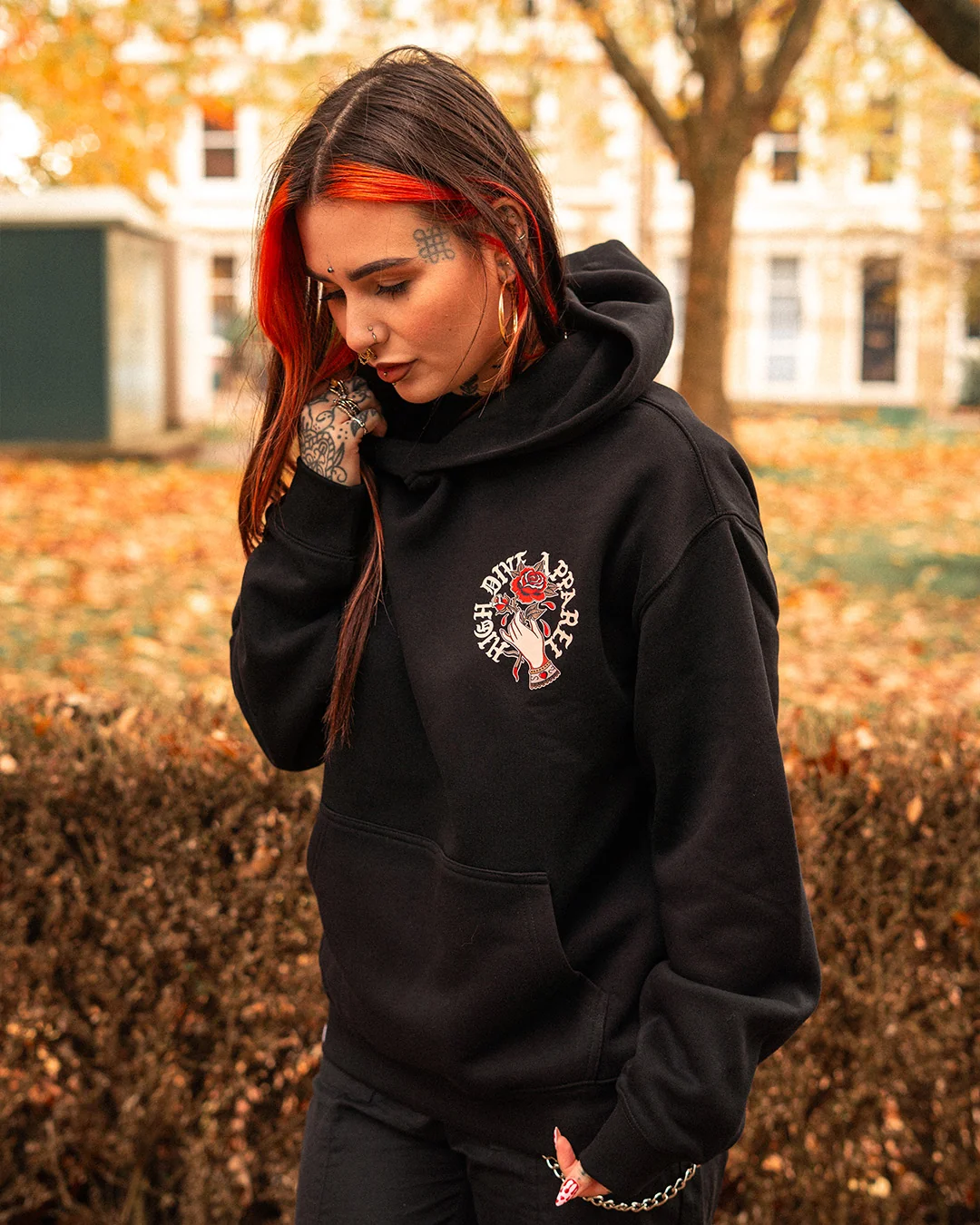 Hold The Rose Black Oversized Hoody - Image 5