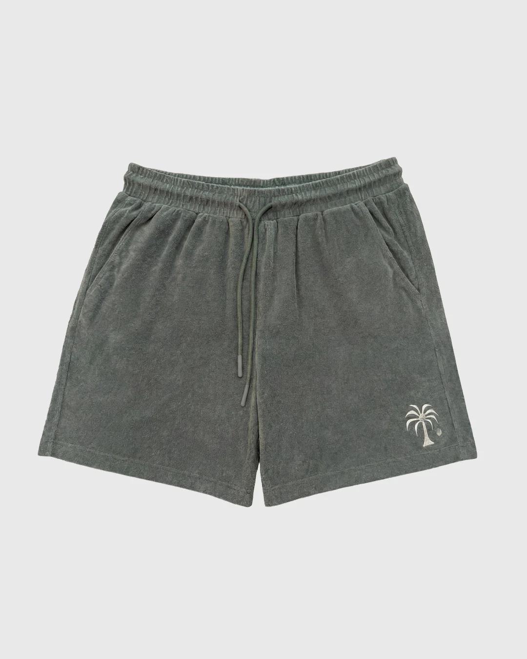 Khaki Green Palm Towel Shorts