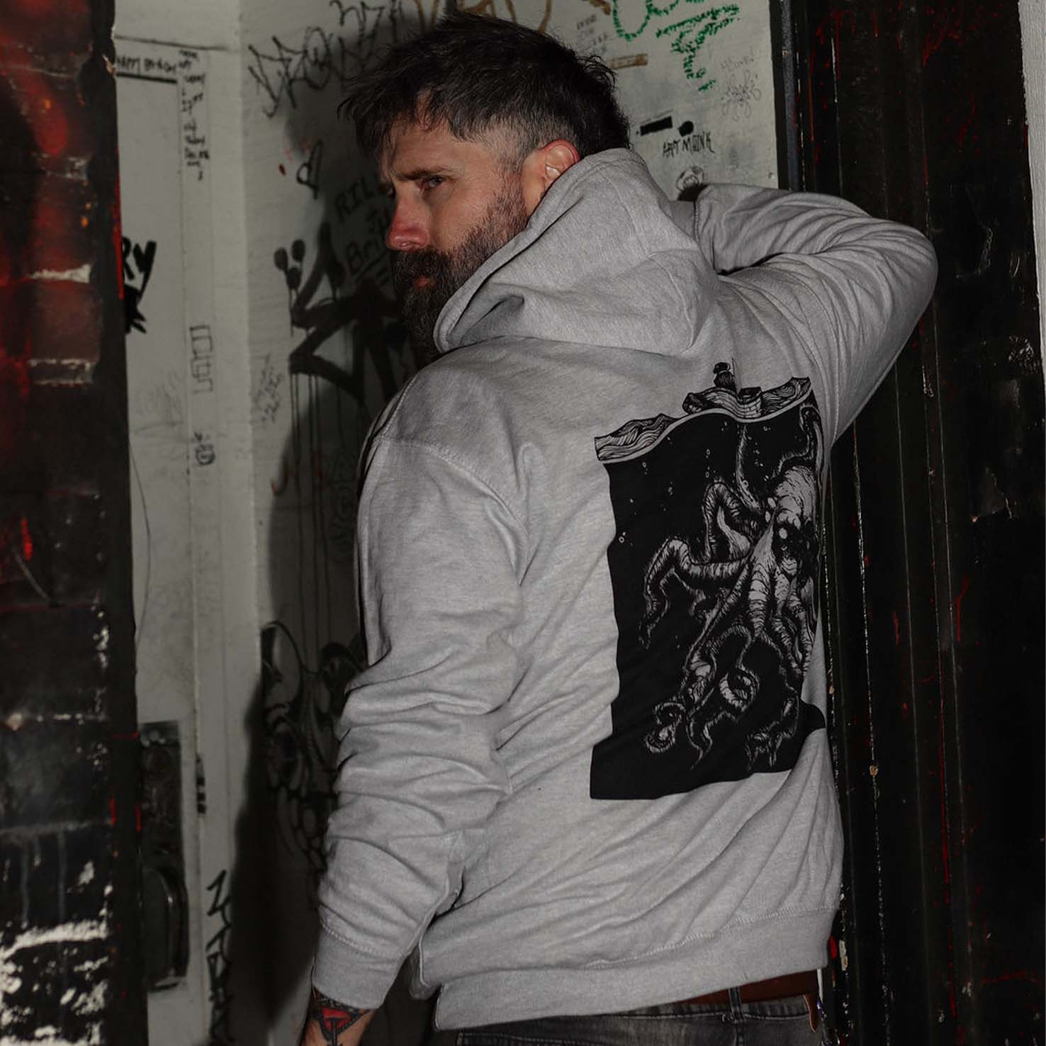 Kraken Grey Hoody - Image 5