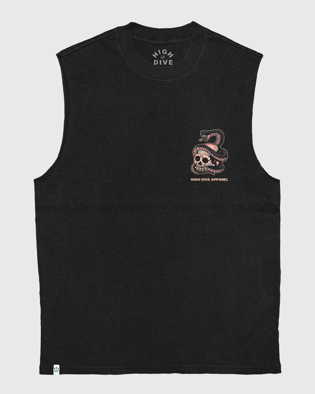 Neo Trad Skull & Snake Heavy Faded Black Tank - Image 2