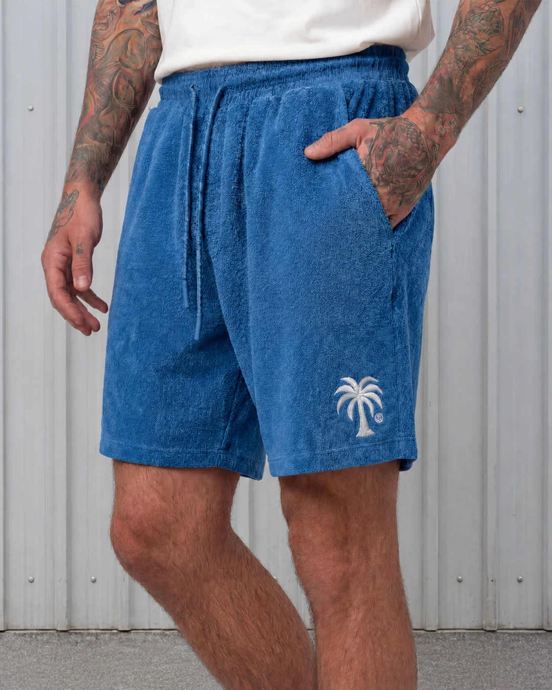 Riviera Blue Palm Towel Shorts - Image 2