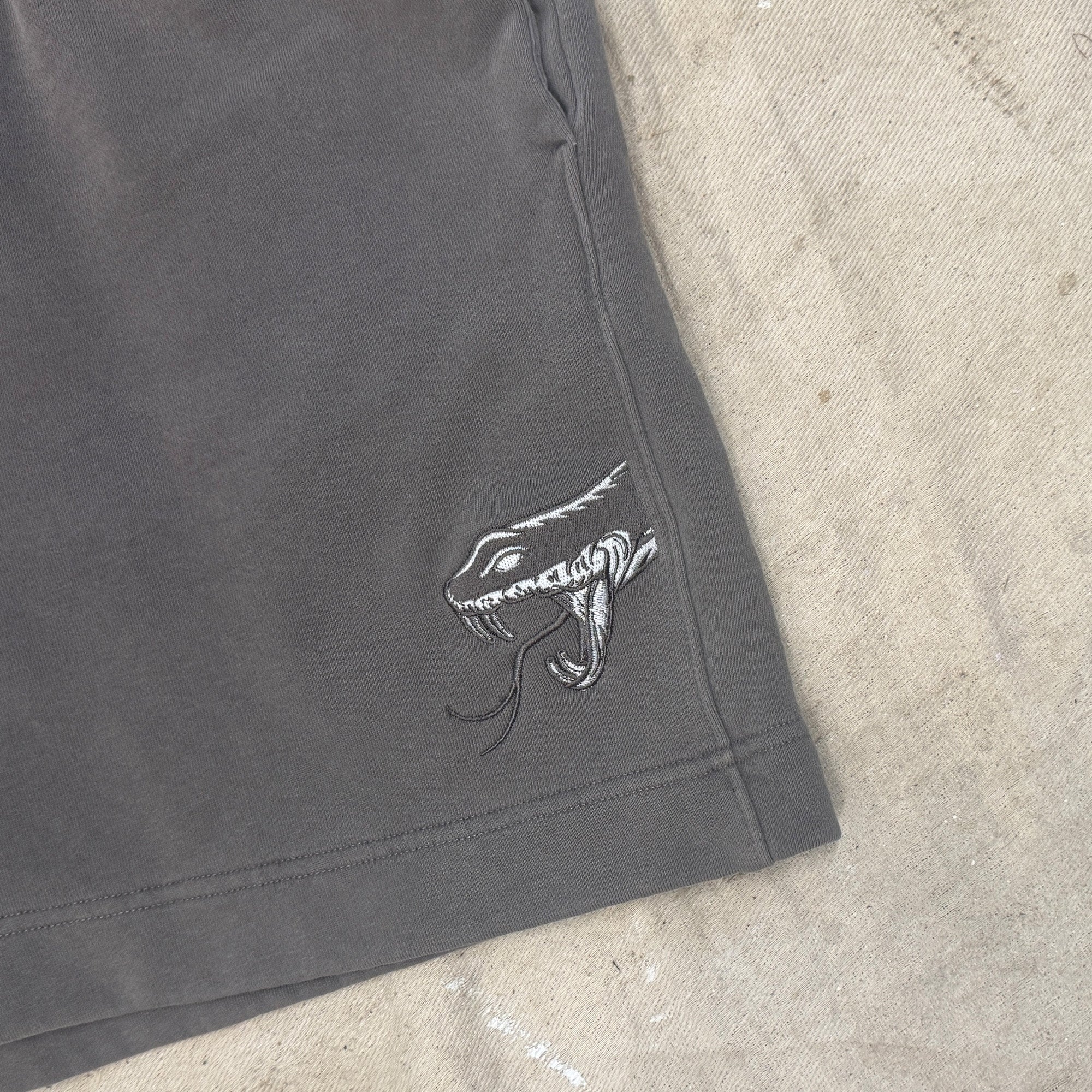 Snake Embroidered Faded Relax Track Shorts - Image 2