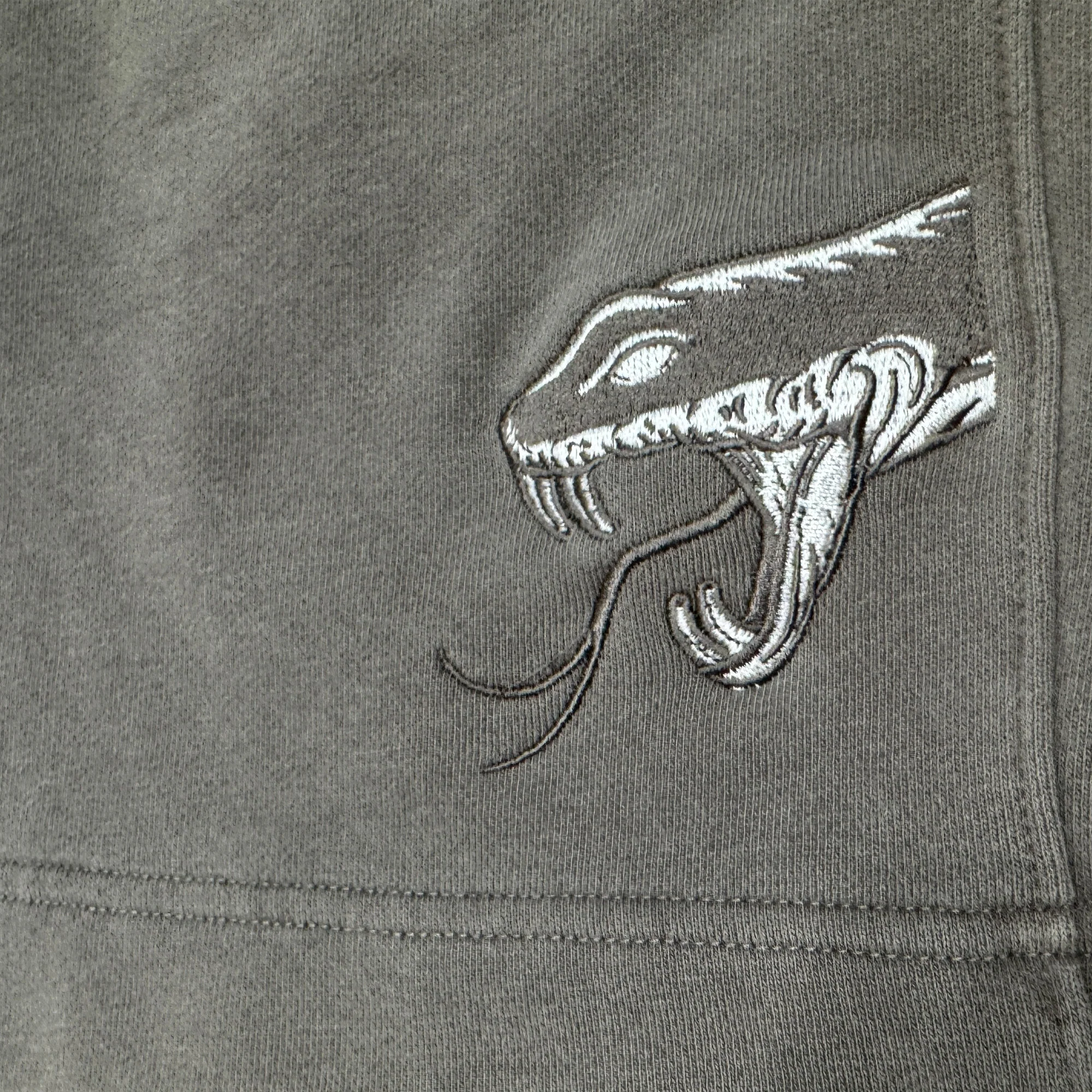 Snake Embroidered Faded Relax Track Shorts - Image 3