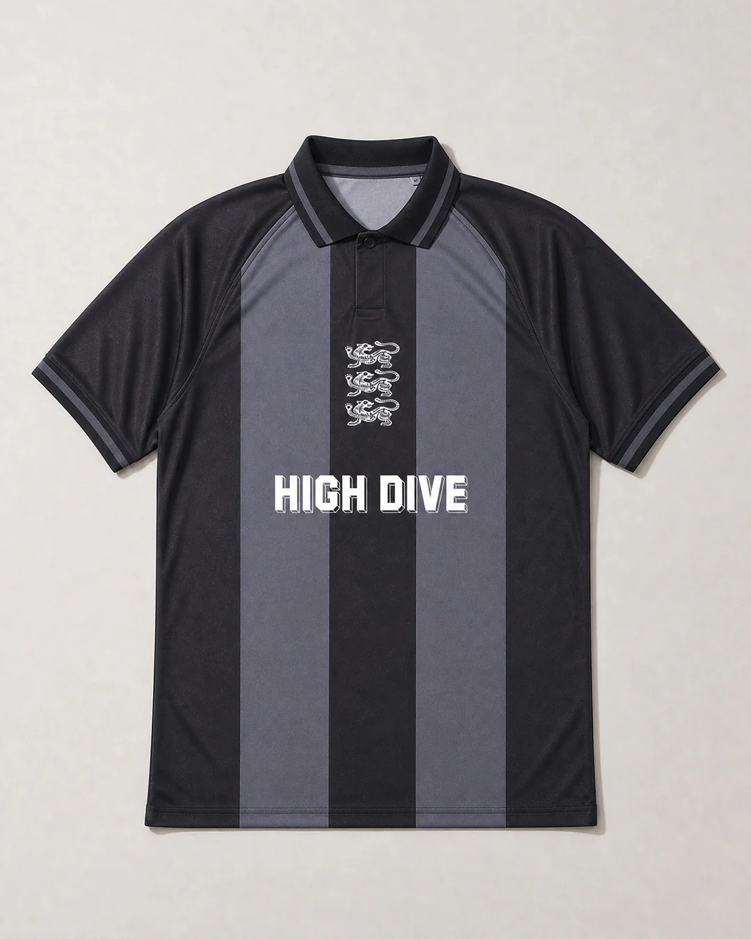Three Lions Grey Striped Football Tee Limited Edition