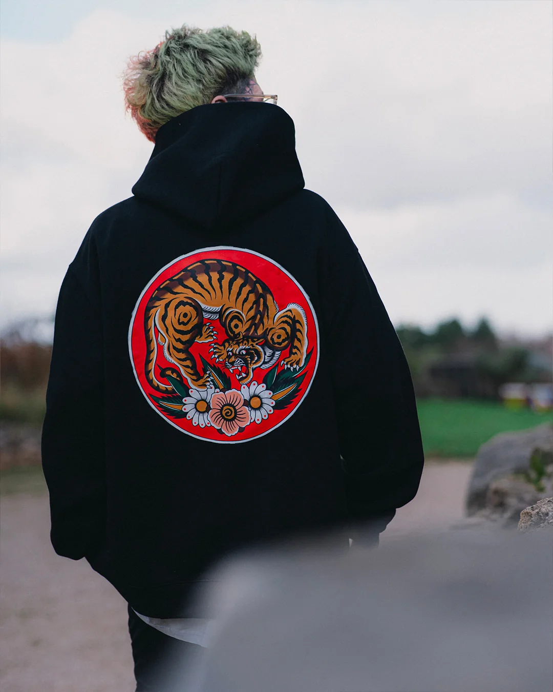 Tiger Black Oversized Hoody - Image 3